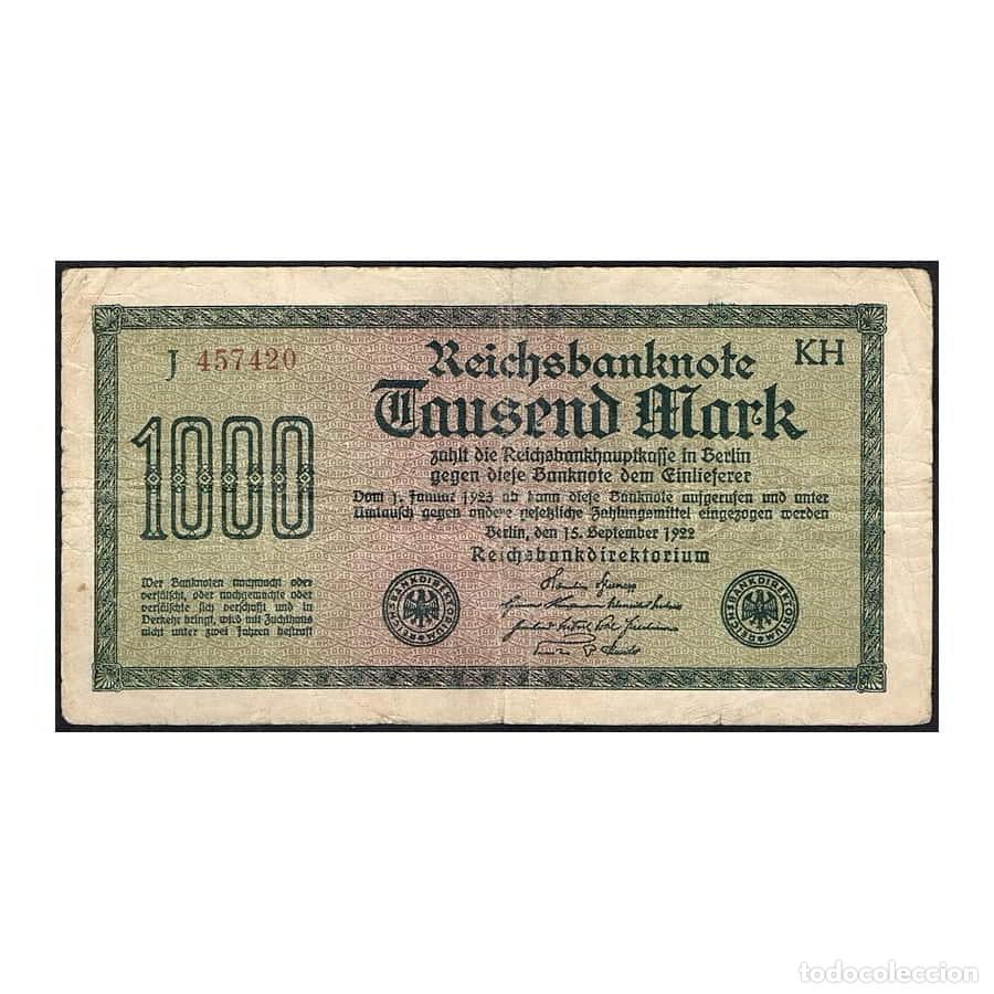Billetes extranjeros: Alemania 1922 [BLL] 1000 Marcos. Reichsbanknote (MBC-)