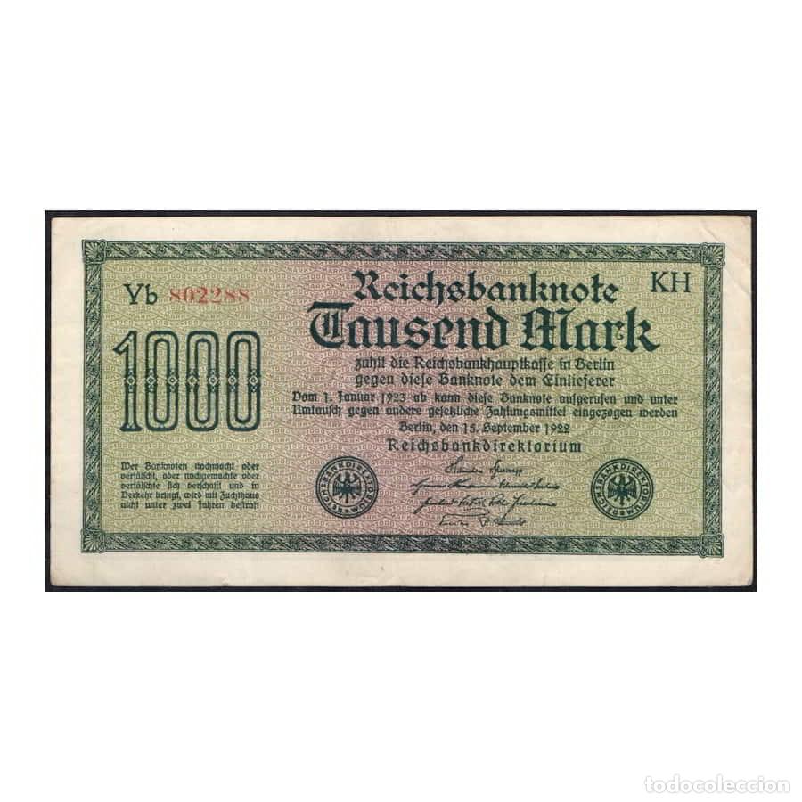 Billetes extranjeros: Alemania 1922 [BLL] 1000 Marcos. Reichsbanknote (EBC)