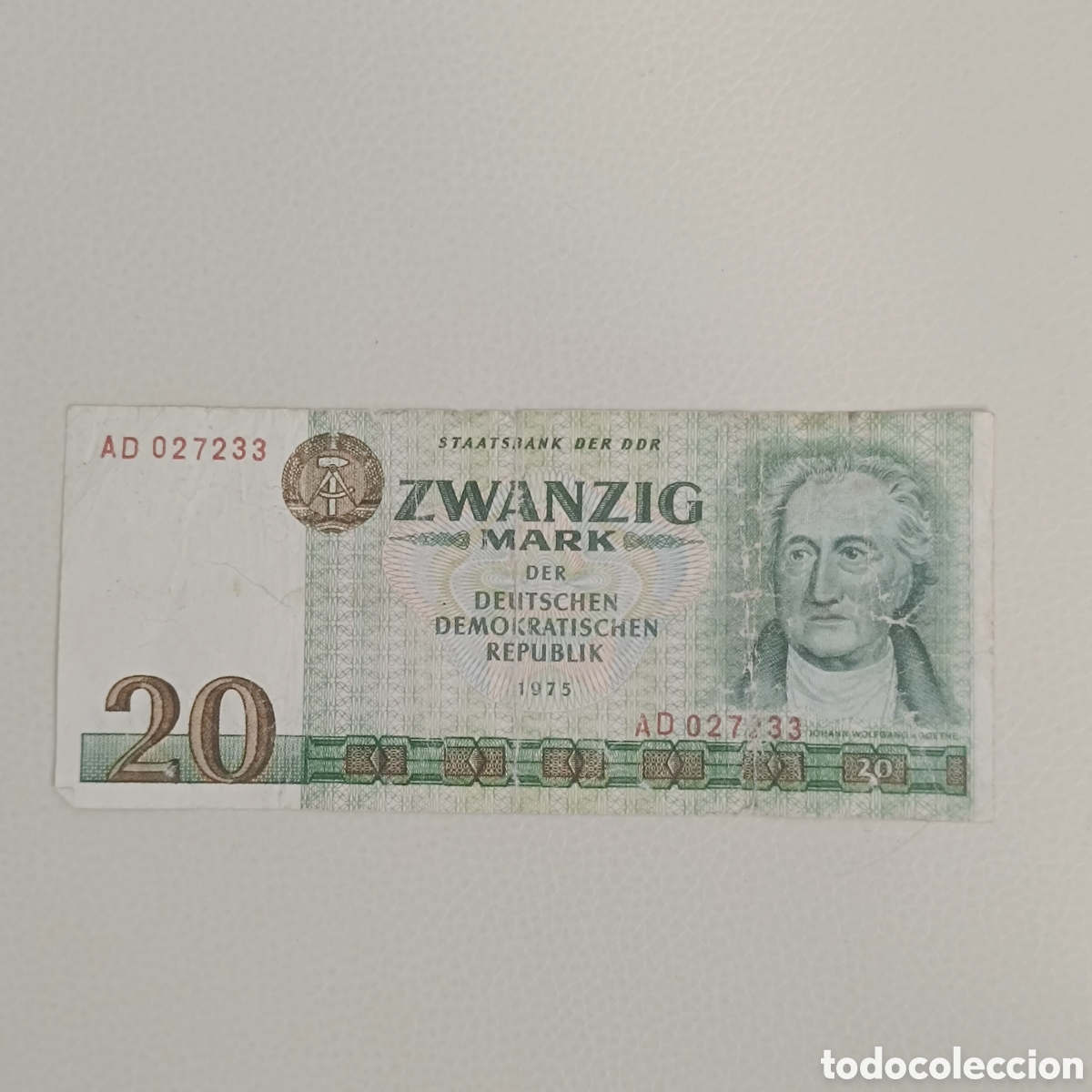 Billetes extranjeros: Billete de 10 marcos de la RDA 1975