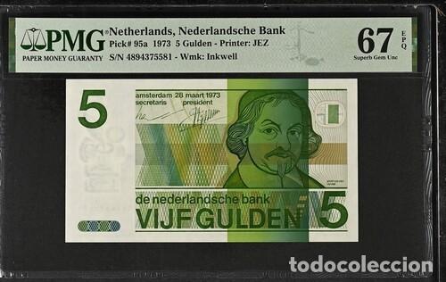 Billetes extranjeros: PAISES BAJOS * BILLETE 5 GULDEN 1973 * PMG-67 EPQ (IC-1573)