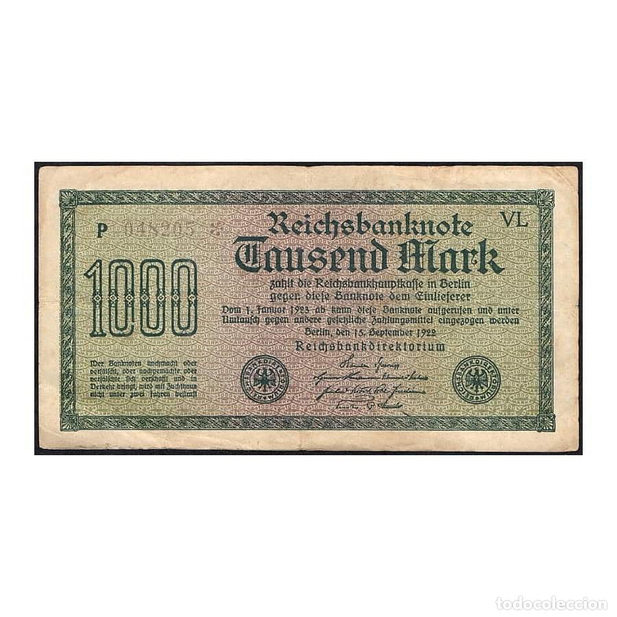 Billetes extranjeros: Alemania 1922 [BLL] 1000 Marcos. Reichsbanknote (MBC)