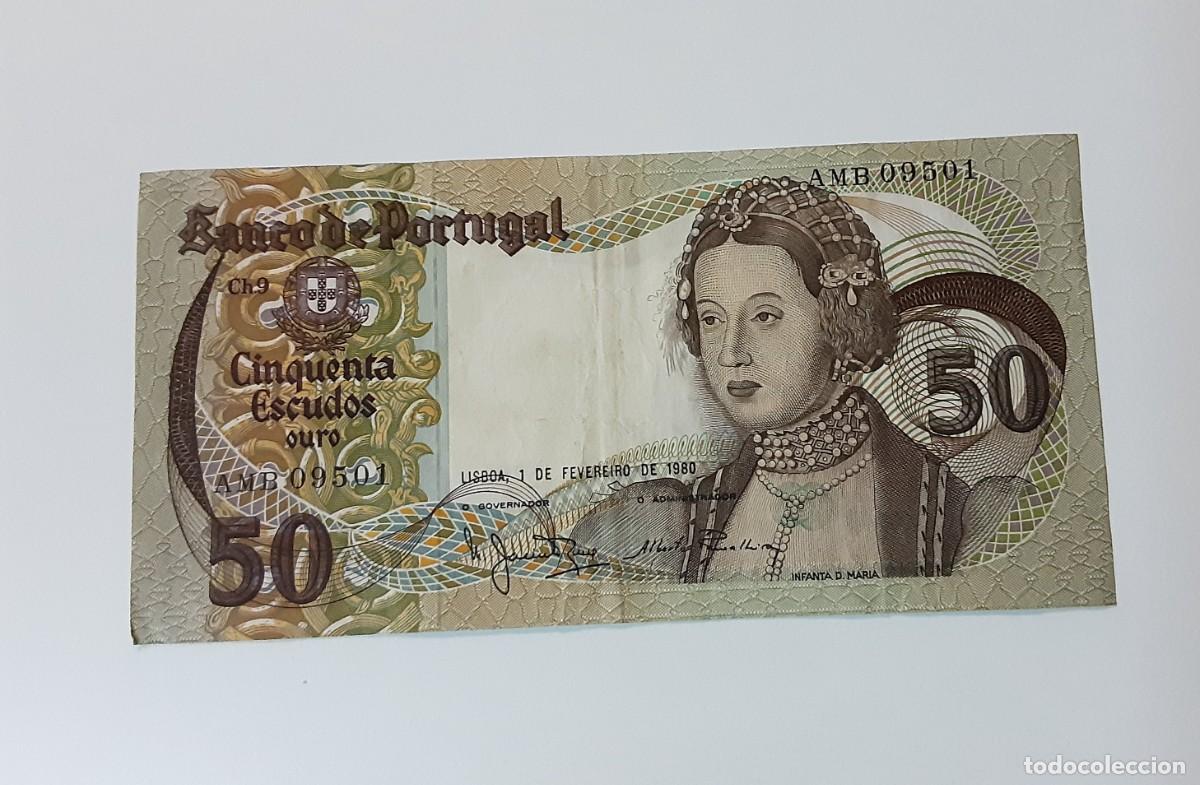 Billetes extranjeros: Billete portugal 50 escudos 1980