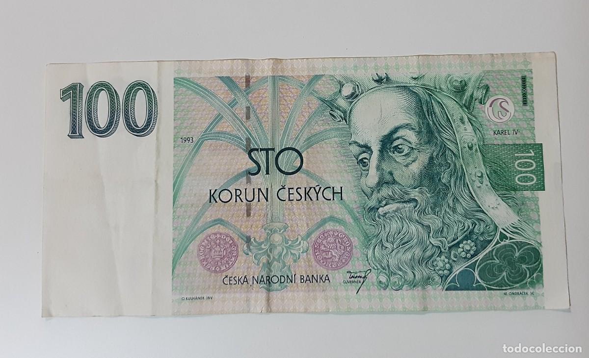Billetes extranjeros: Billete 100 korun checoslovaquia 1993
