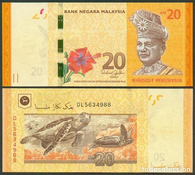 Billetes extranjeros: MALASIA (MALAYSIA). 20 ringgit (2021 ?). S/C. Fauna. Tortugas. Ver firma.