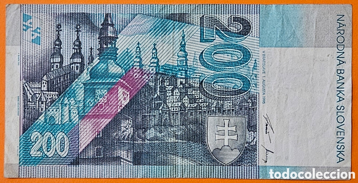 Billetes extranjeros: ESLOVAQUIA, 200 CORONAS, 1995. - Foto 2