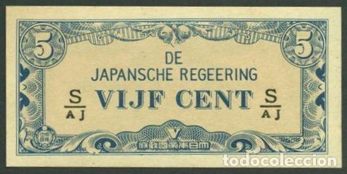Billetes extranjeros: INDIAS ORIENTALES HOLANDESAS Ocupacion japonesa II G.M. 5 cents (1942). Pick 120c. S/C. Letras S/AJ