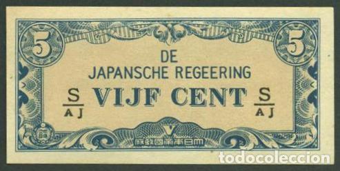 Billetes extranjeros: INDIAS ORIENTALES HOLANDESAS Ocupacion japonesa II G.M. 5 cents (1942). Pick 120c. S/C. Letras S/AJ