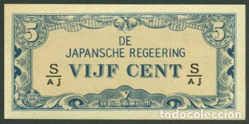 Billetes extranjeros: INDIAS ORIENTALES HOLANDESAS Ocupacion japonesa II G.M. 5 cents (1942). Pick 120c. S/C. Letras S/AJ