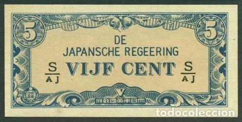 Billetes extranjeros: INDIAS ORIENTALES HOLANDESAS Ocupacion japonesa II G.M. 5 cents (1942). Pick 120c. S/C. Letras S/AJ