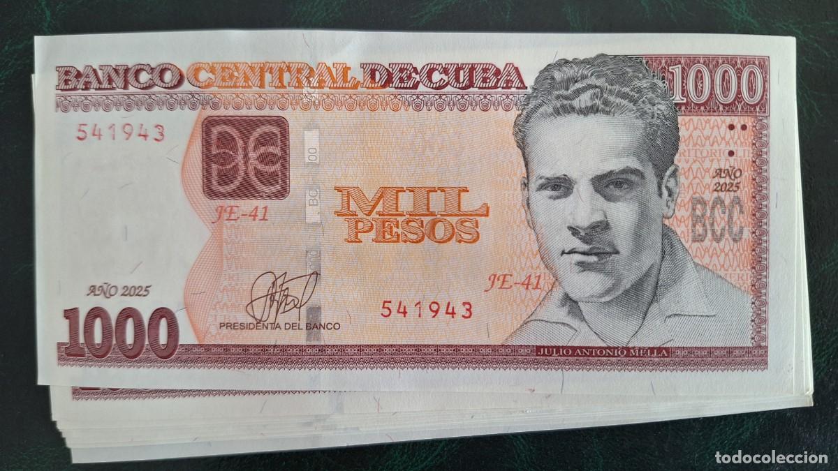 Billetes extranjeros: 1 BILLETE 1000 PESOS BANCO NACIONAL DE CUBA A&Ntilde;O 2025 FIRMA PRESIDENTA DEL BANCO SIN CIRCULAR