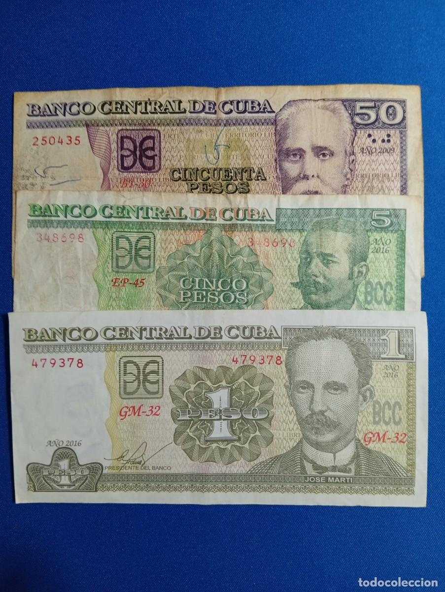 Billetes extranjeros: 3 Billetes de 1,5 y 50 Pesos R. de Cuba