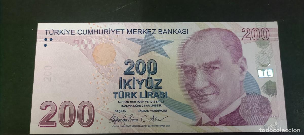 Billetes extranjeros: TURQUIA 200 LIRAS 2009 S/C P=227