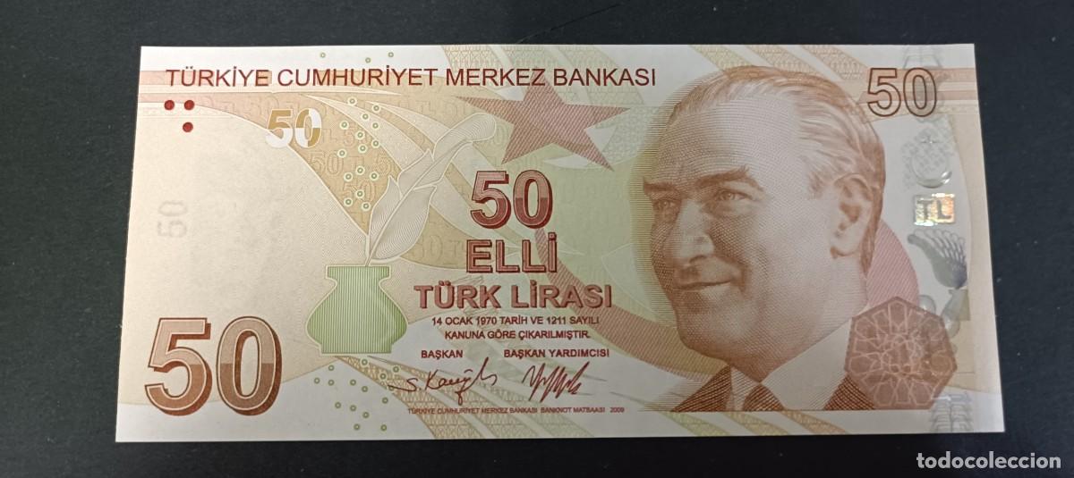 Billetes extranjeros: TURQUIA 50 LIRAS 2009 S/C P=225
