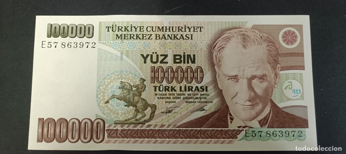 Billetes extranjeros: TURQUIA 100000 LIRAS 1991 S/C P=205b