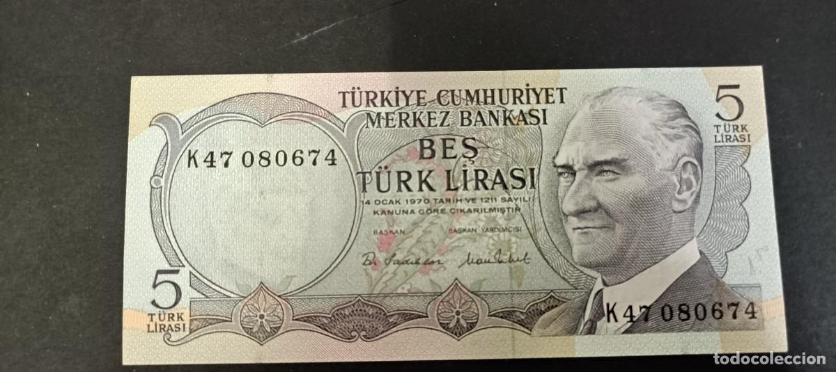 Billetes extranjeros: TURQUIA 5 LIRAS 1976 S/C P=185