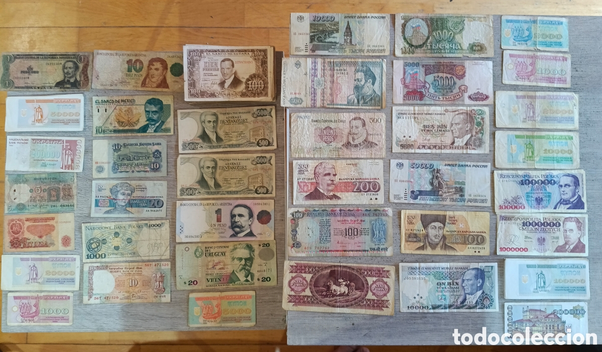 Billetes extranjeros: Lote de billetes antiguos - Foto 1