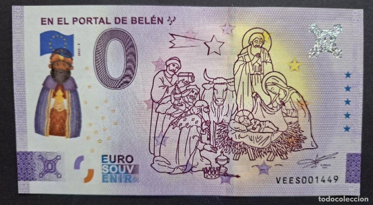 Billetes extranjeros: BILLETE 0 Euro Souvenir SELLADO DESPLAZADO Espa&ntilde;a: VEES 2022-3 EN EL PORTAL DE BELEN Rey Baltasar