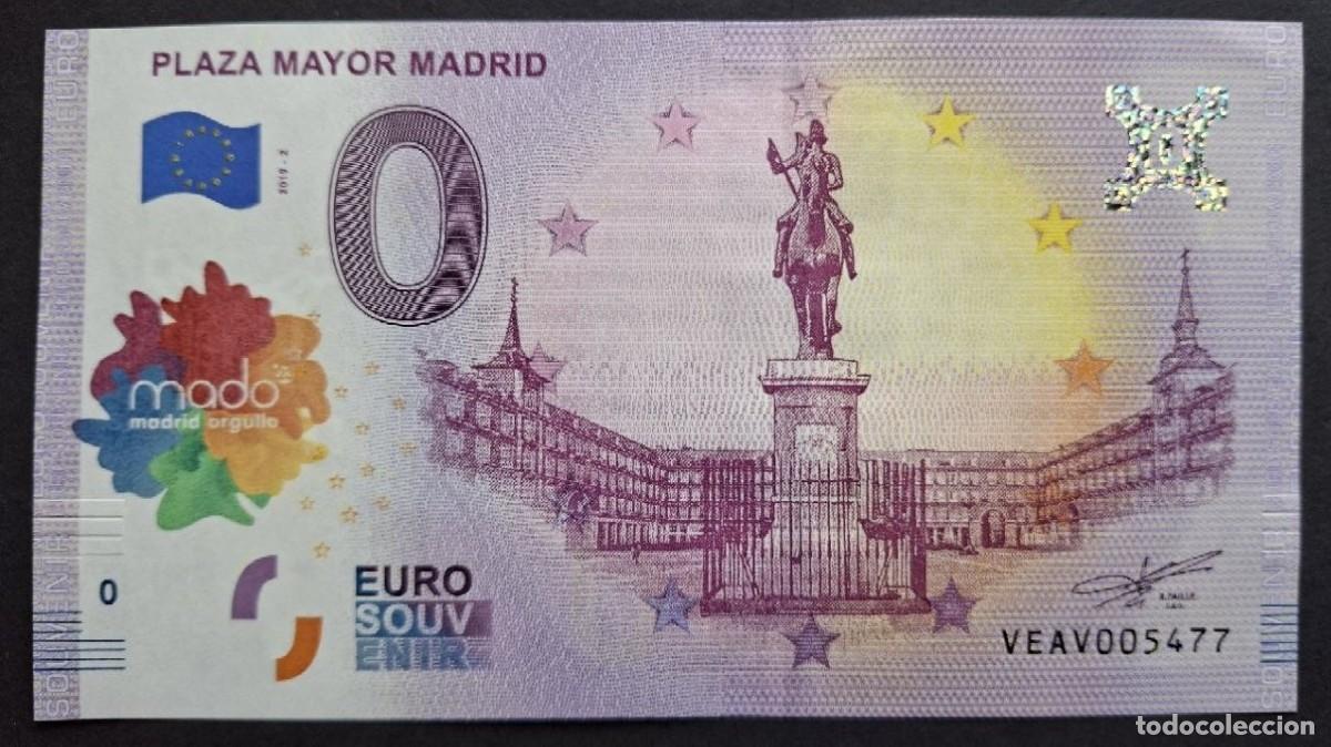 Billetes extranjeros: BILLETE 0 Euro Souvenir SELLADO MADO Espa&ntilde;a: VEAV 2019-2 PLAZA MAYOR MADRID Orgullo
