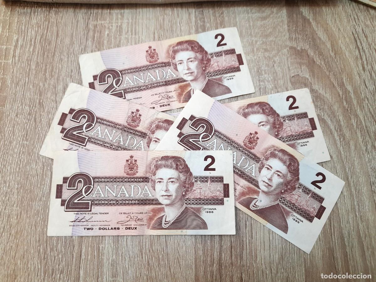 International Banknotes: Canada, 5 billetes de 2 Dollars 1986