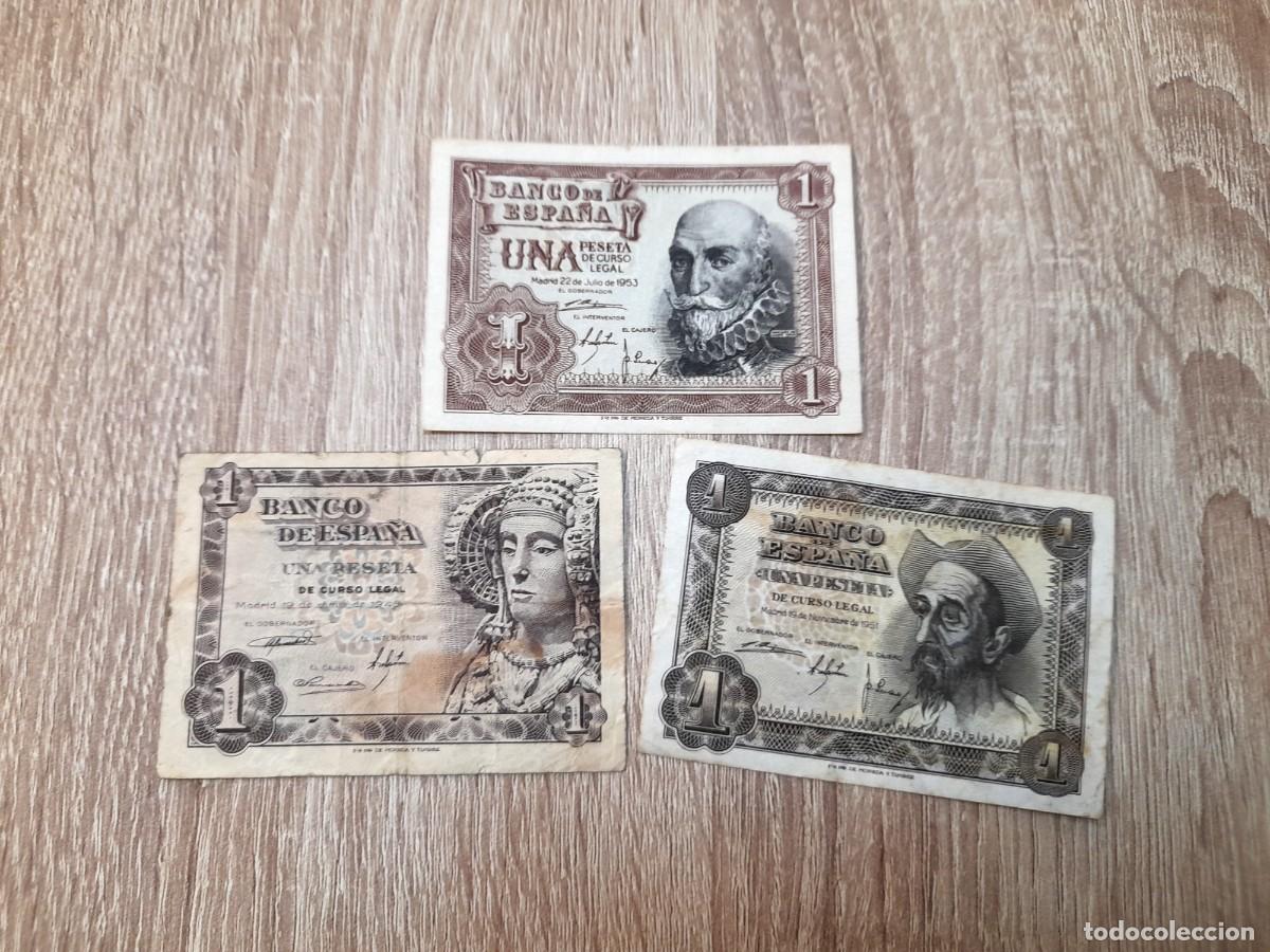 International Banknotes: 3 billetes de 1 Peseta 1948, 1951 y 1953