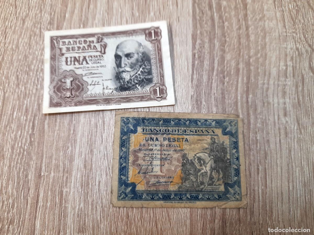 Billetes extranjeros: 2 billetes de 1 Peseta 1940 y 1953