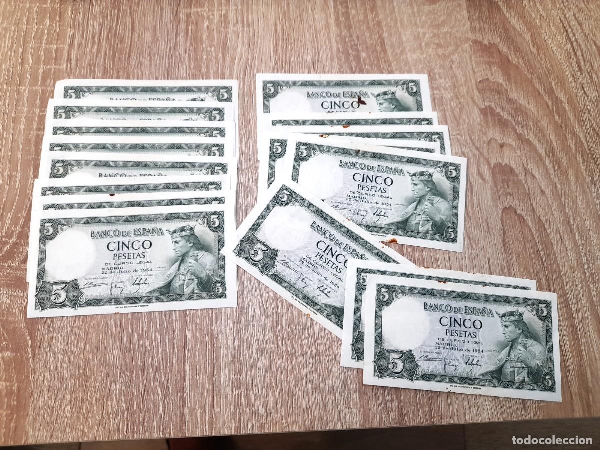 Billetes extranjeros: 16 billetes de 5 Pesetas 1954 con numeros Correlativos y SC