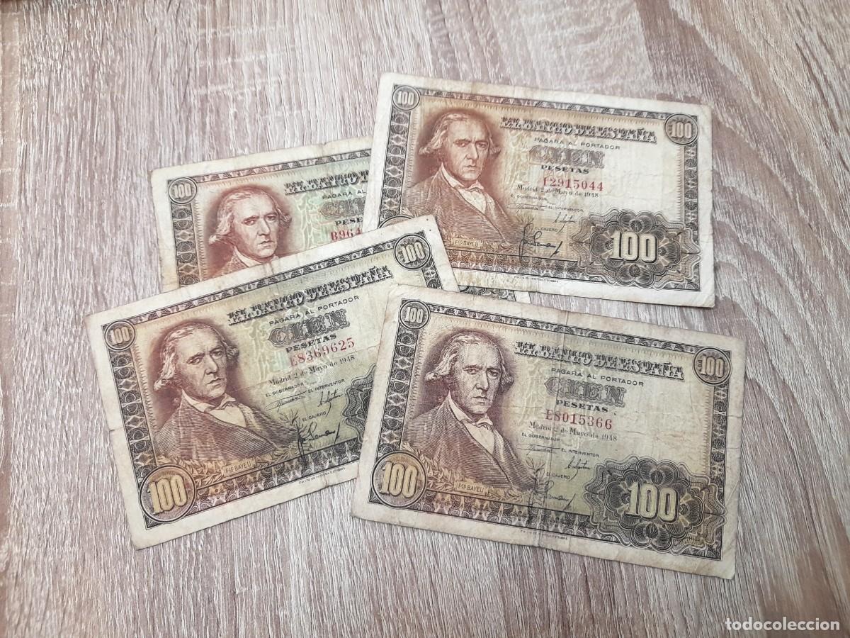Billetes extranjeros: 4 billetes de 100 Pesetas 1948