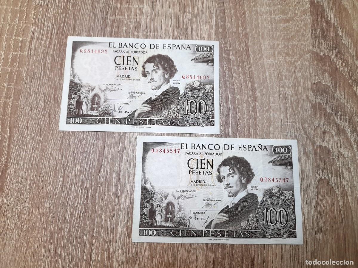 Billetes extranjeros: 2 billetes de 100 Pesetas 1965