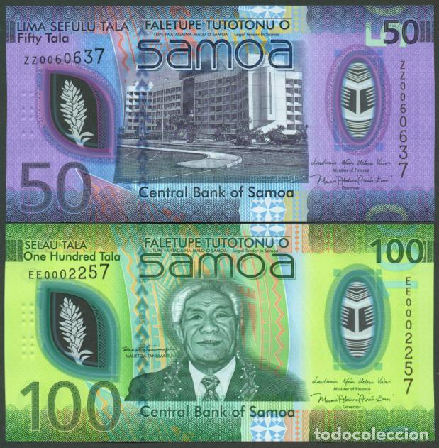 Billetes extranjeros: SAMOA. 50 + 100 tala 2025. Polimero. S/C.