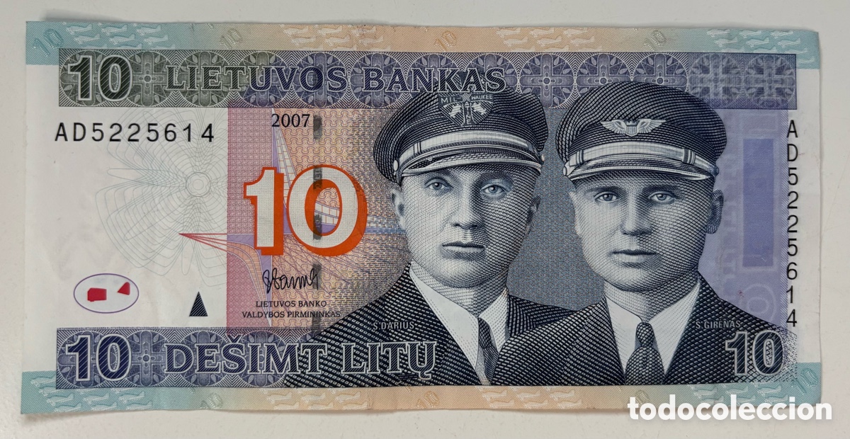 Billetes extranjeros: Billete LITUANIA 10 Litu 2007