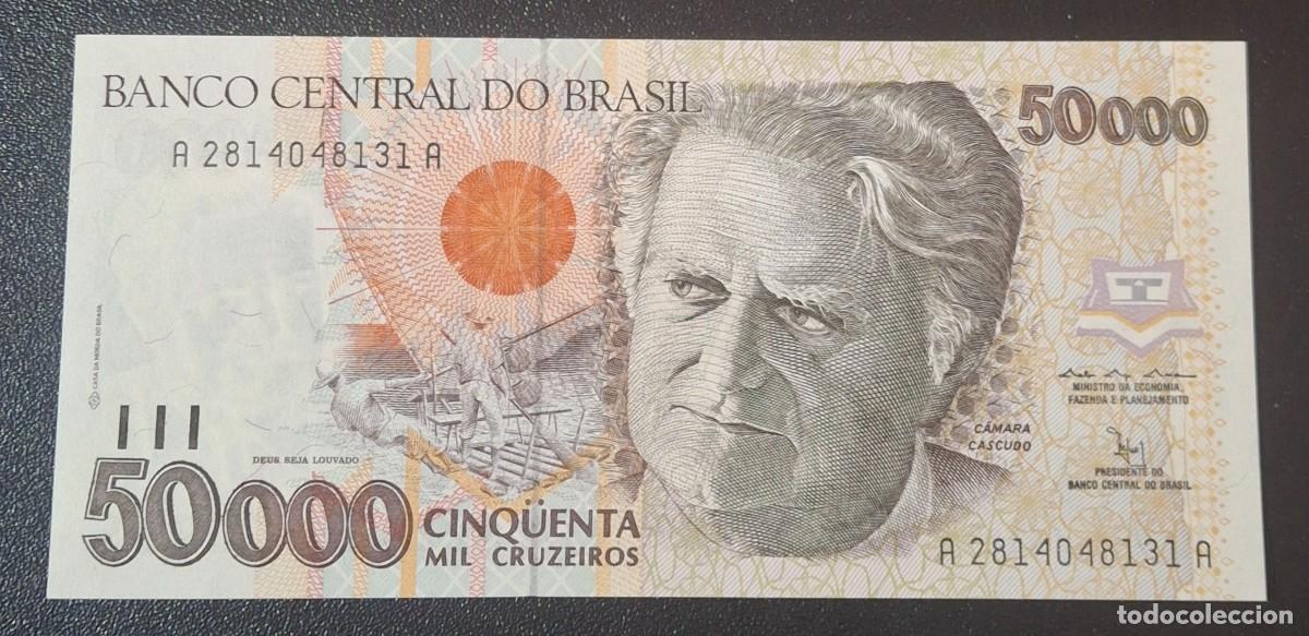 Billetes extranjeros: BRASIL 50.000 Cruzeiros 1992 P.234a (SC)