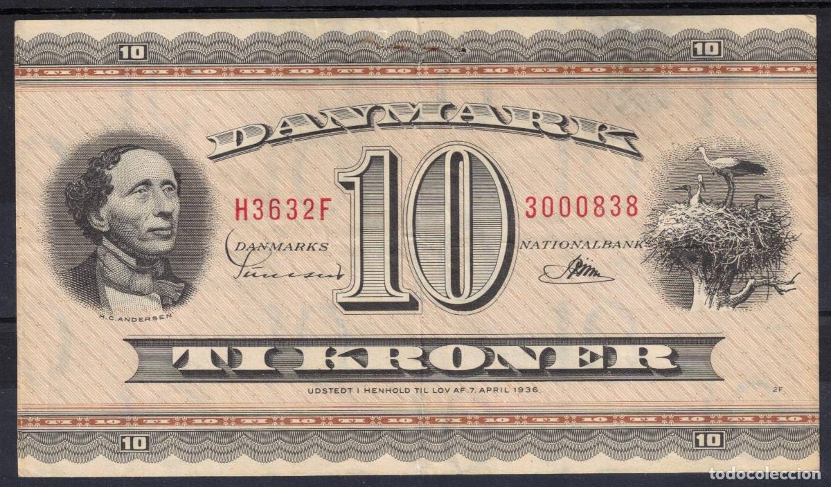Billetes extranjeros: BILLETE DINAMARCA - 10 KRONER CORONAS 1936 DANMARK