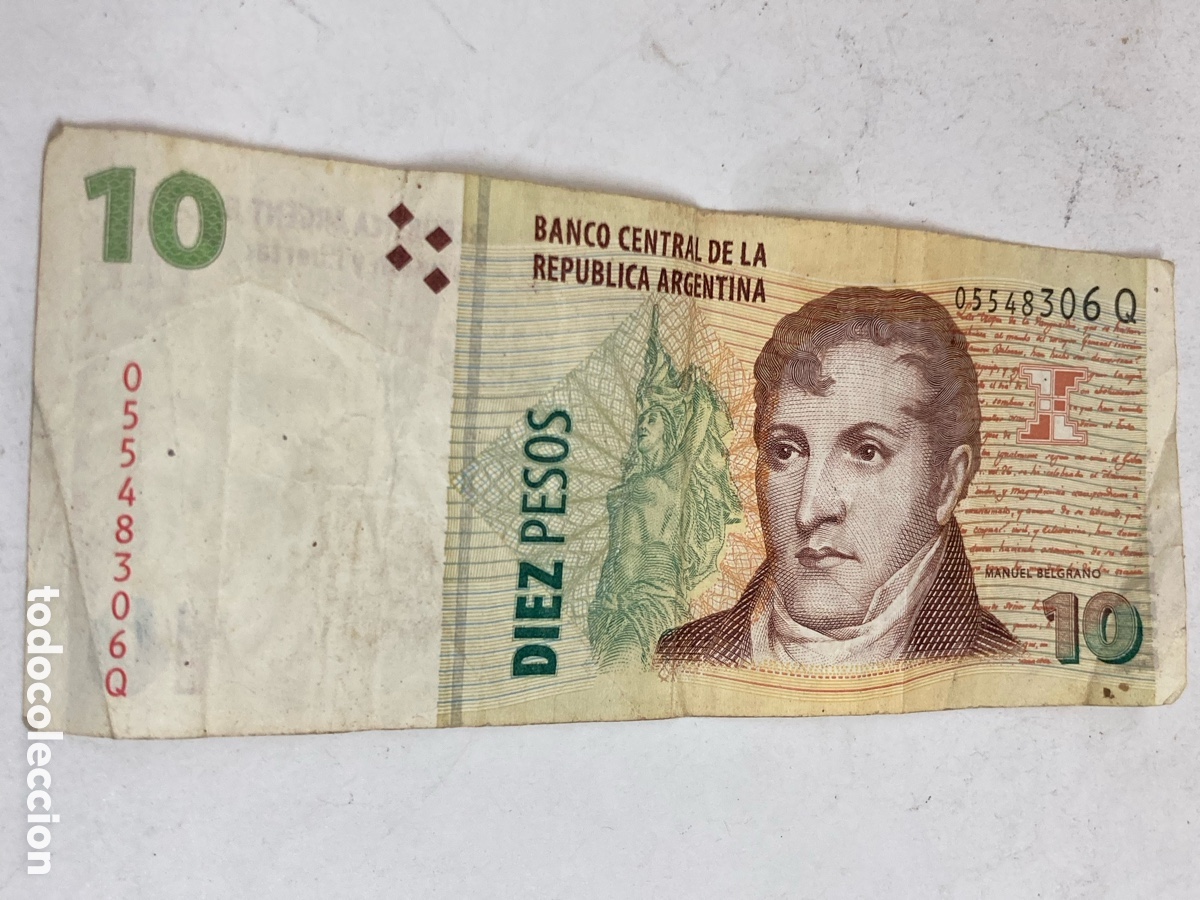 Billetes extranjeros: Billete 10 pesos rep&uacute;blica argentina