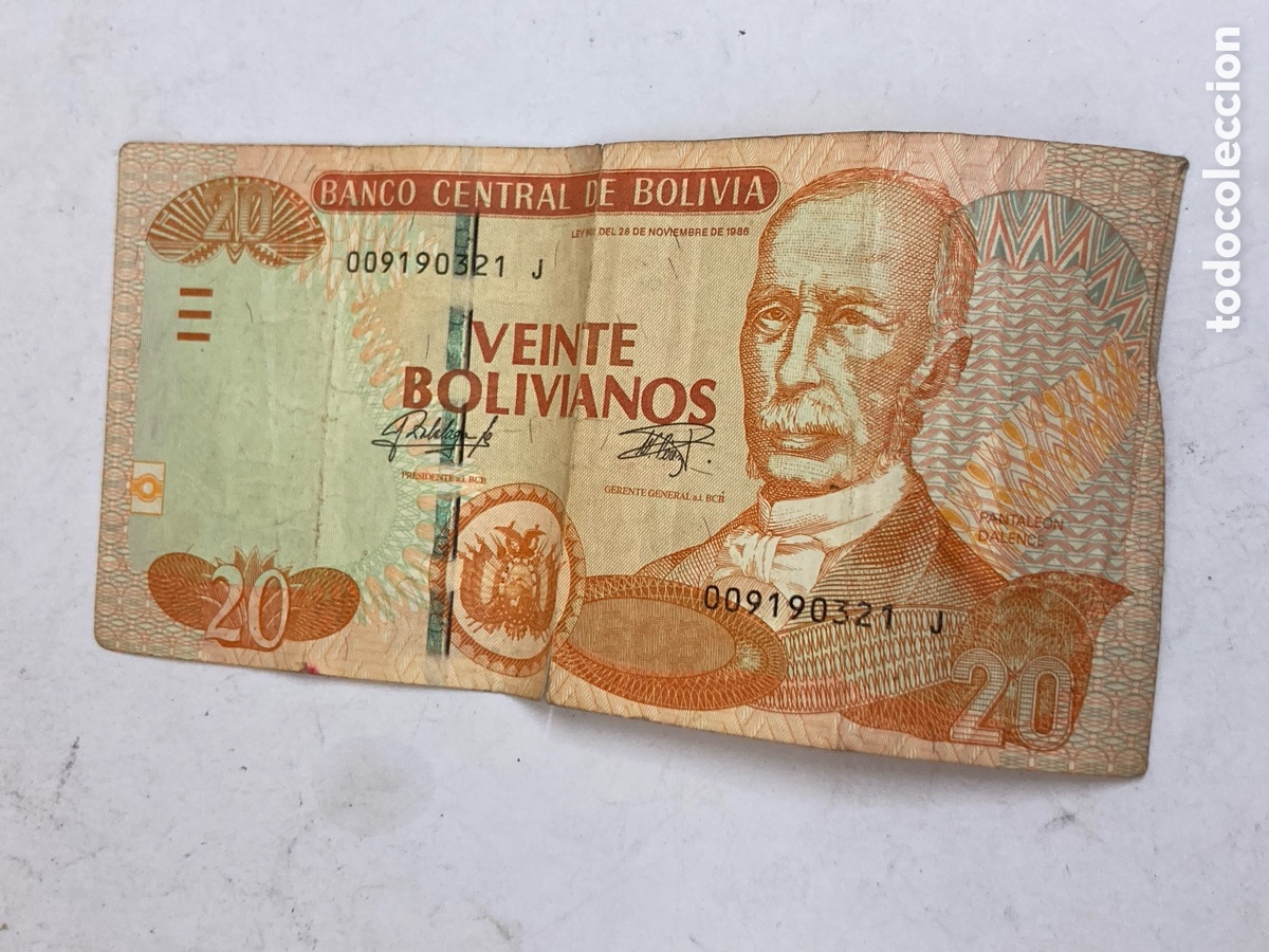Billetes extranjeros: Billete 20 bolivianos 1989