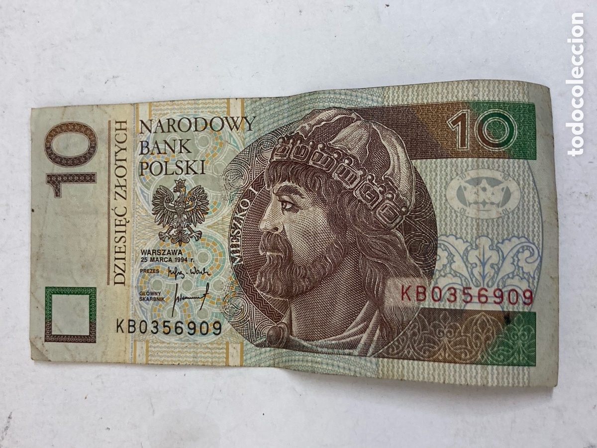 Billetes extranjeros: billete de 10 złotych polacos 1994