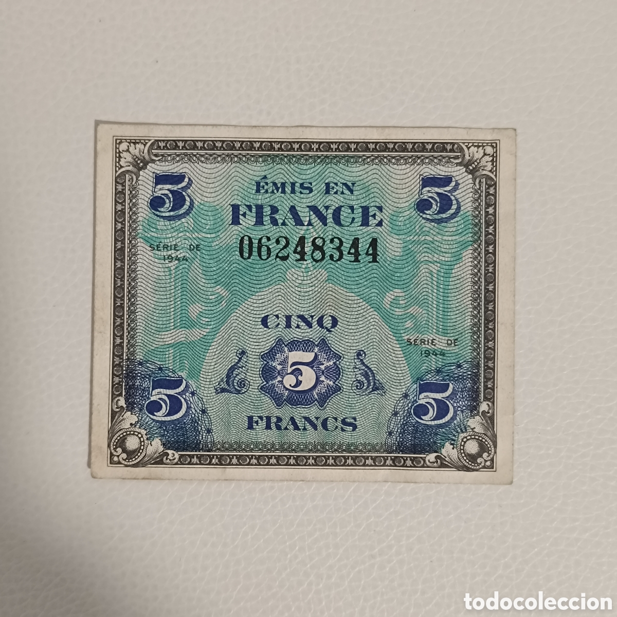 Billetes extranjeros: Billete de 5 francos franceses de 1944