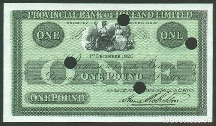 Billetes extranjeros: IRLANDA Norte. Provincial Bank. 1 pound 1926. Pick 346b. Cancelado. Sin uso.