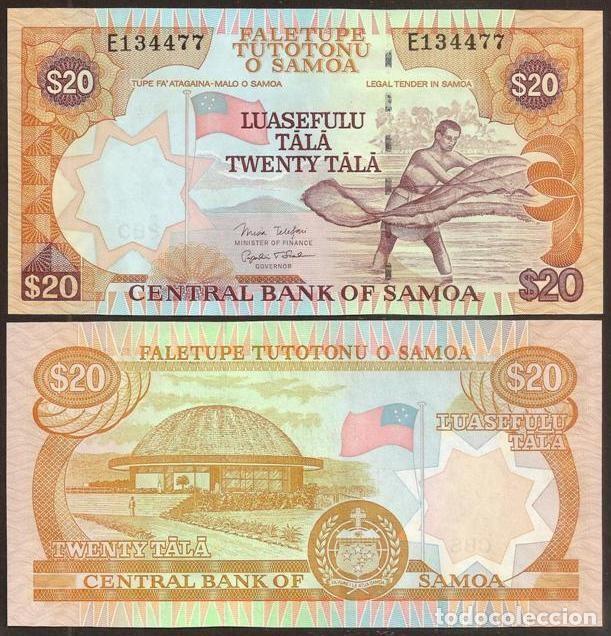 Billetes extranjeros: SAMOA. 20 tala (2005-2006). Pick 35 b. S/C. Serie E. 2 firmas.