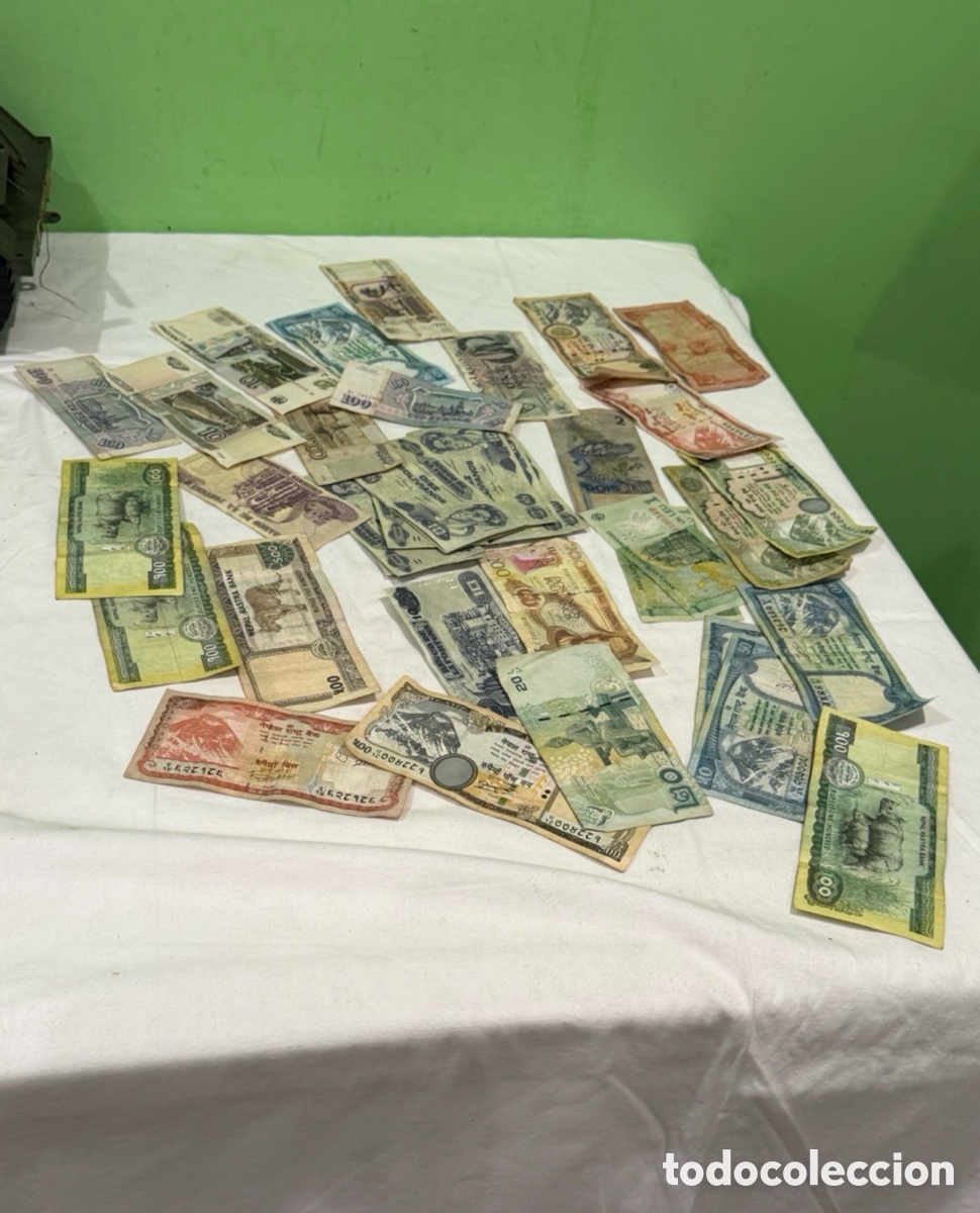 Notas Internacionais: Lote 38 billetes antiguos internacionales originales colecci&oacute;n numism&aacute;tica