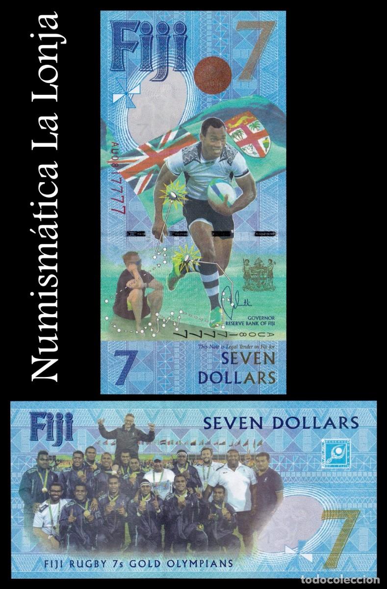 Billetes extranjeros: Fiji 7 D&oacute;lares Conmemorativo Campeones Rugby 2017 Pick 120 Sc Unc