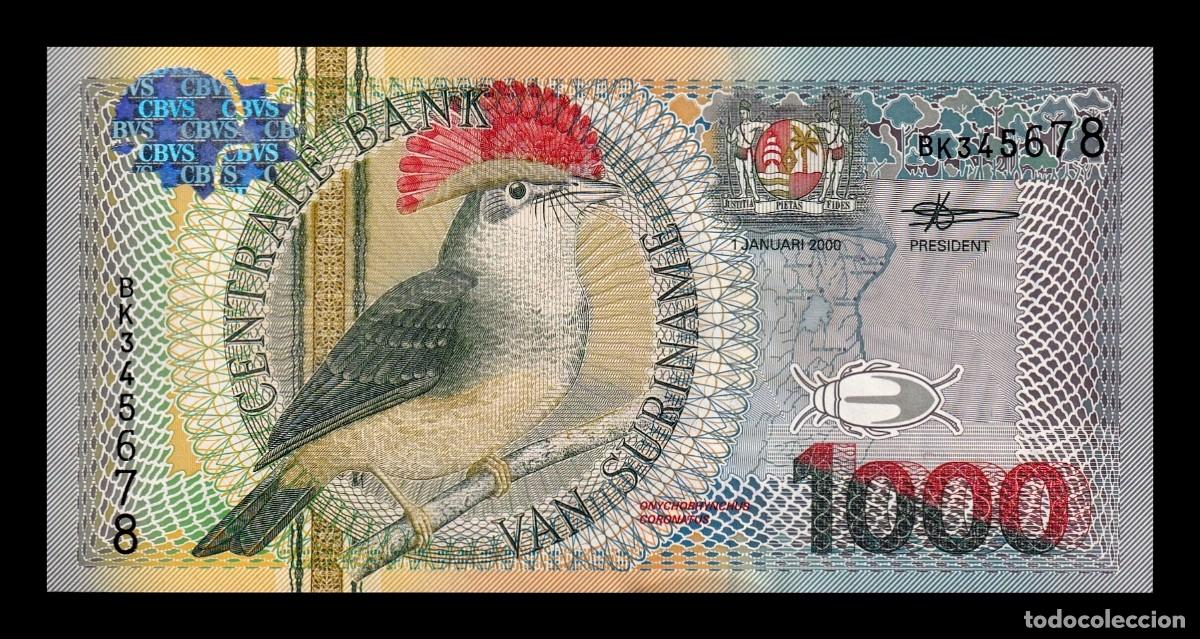 Billetes extranjeros: Surinam 1000 Gulden 2000 Pick 151 Bonita Serie Sc Unc