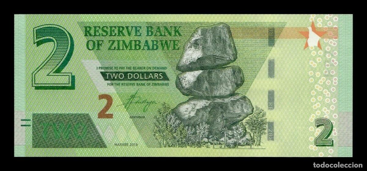 Billetes extranjeros: Zimbabwe 2 D&oacute;lares 2019 Pick 101 Sc Unc