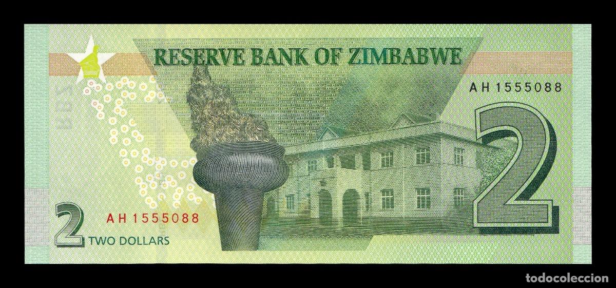 Billetes extranjeros: Zimbabwe 2 D&oacute;lares 2019 Pick 101 Sc Unc - Foto 2