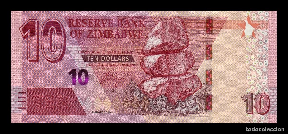 Billetes extranjeros: Zimbabwe 10 D&oacute;lares 2020 Pick 103 Sc Unc