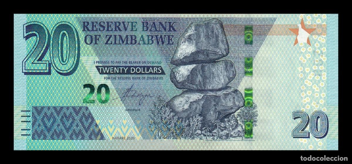 Billetes extranjeros: Zimbabwe 20 D&oacute;lares 2020 Pick 104 Sc Unc