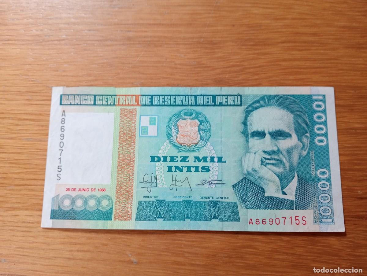 Banconote internazionali: BILLETE DE PER&Uacute;. 10000 INTIS. N.&ordm; SERIE: A8690715S. A&Ntilde;O 1988. PICK 140. CIRCULADO. MBC. VER FOTOS.