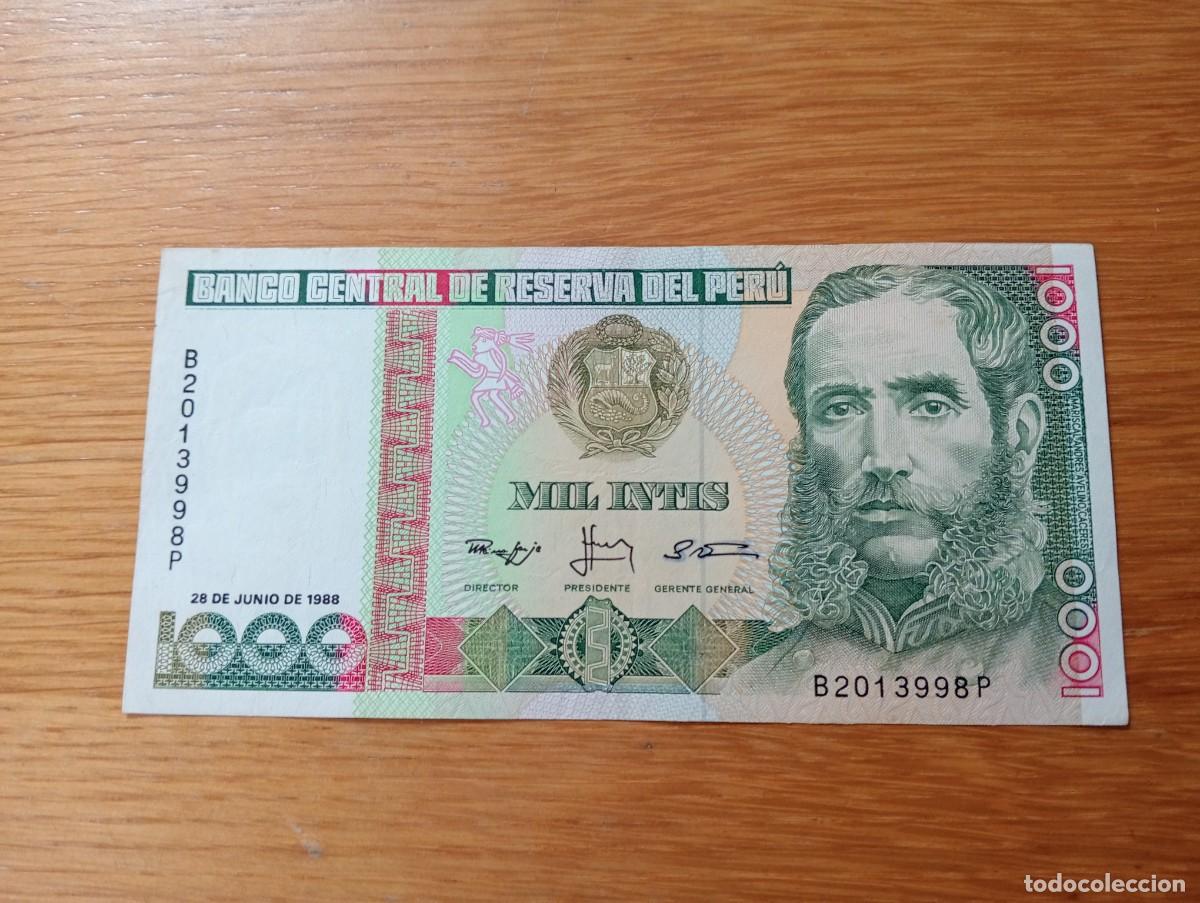 Billets internationaux: BILLETE DE PER&Uacute;. 1000 INTIS. N.&ordm; SERIE: B2013998P. A&Ntilde;O 1988. PICK 136b. CIRCULADO, VER FOTOS.