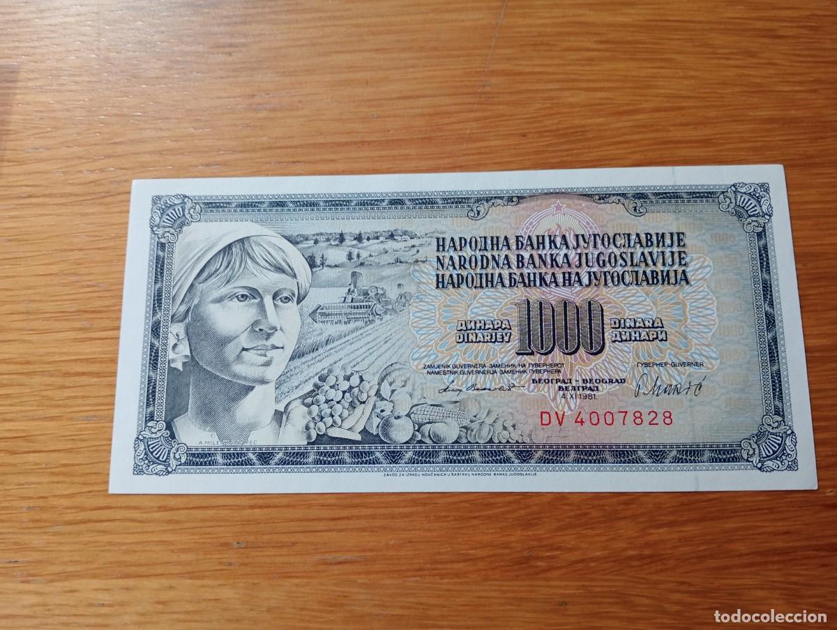 Billetes extranjeros: BILLETE DE YUGOSLAVIA. 1000 DINARES. N.&ordm; SERIE: DV 4007828. A&Ntilde;O 1981. PICK 92d. SIN CIRCULAR.