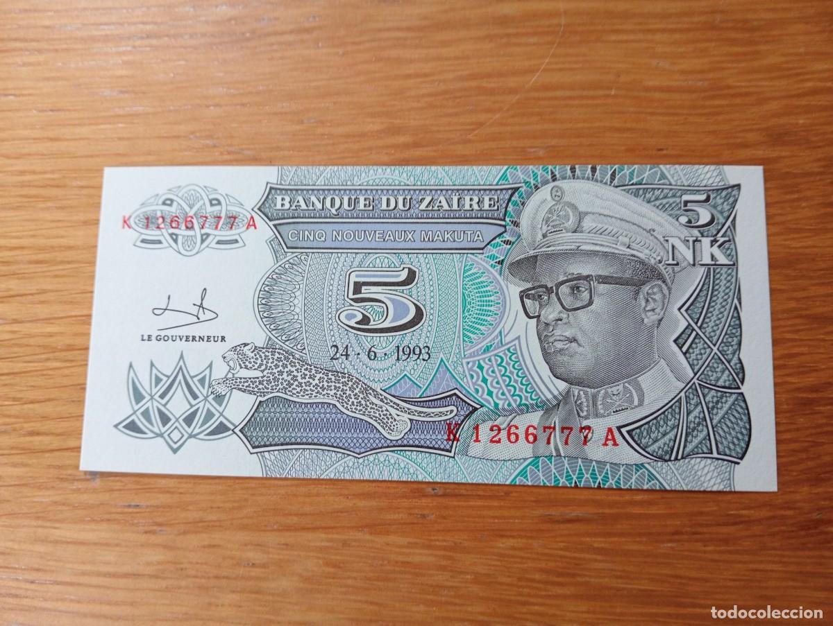Billetes extranjeros: BILLETE DE ZAIRE. 5 NUEVOS MAKUTA. N.&ordm; SERIE: K 1266777 A. A&Ntilde;O: 1993. PICK 48a. SIN CIRCULAR.