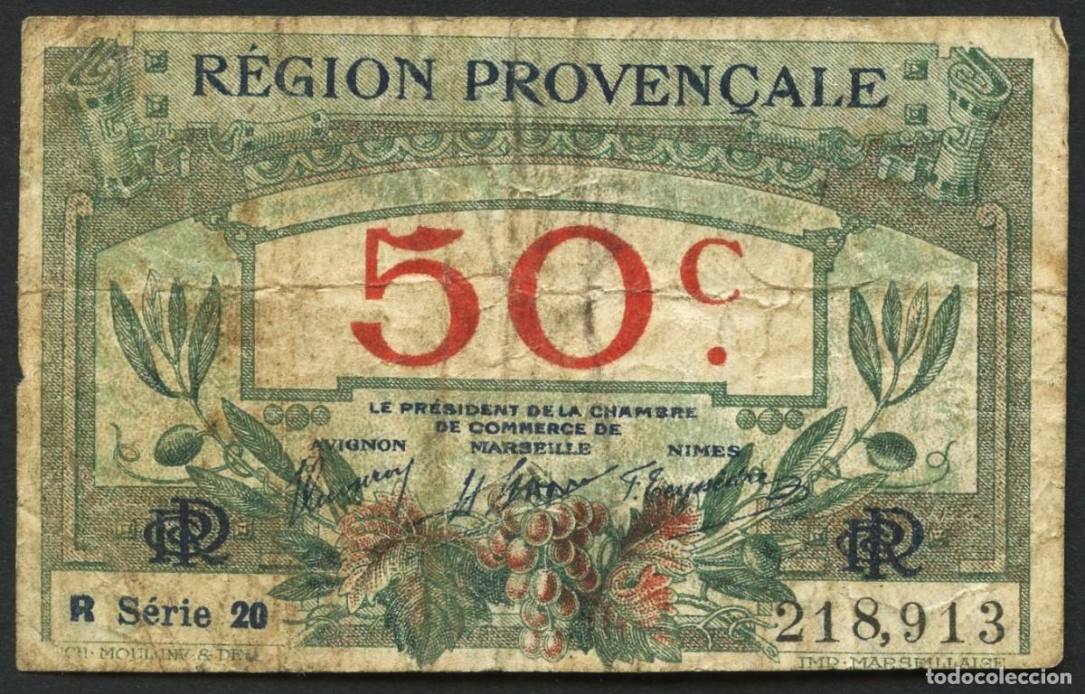 Billetes extranjeros: FRANCIA, BILLETE LOCAL, R&Eacute;GION PROVEN&Ccedil;ALE, VALOR: 50 CENT, 1920, 1922